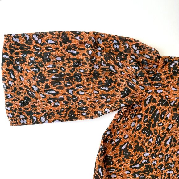 NWT Jessica Simpson Jenna Cheetah Chiffon Blouse XL Crinkled Animal Print - Picture 2 of 5
